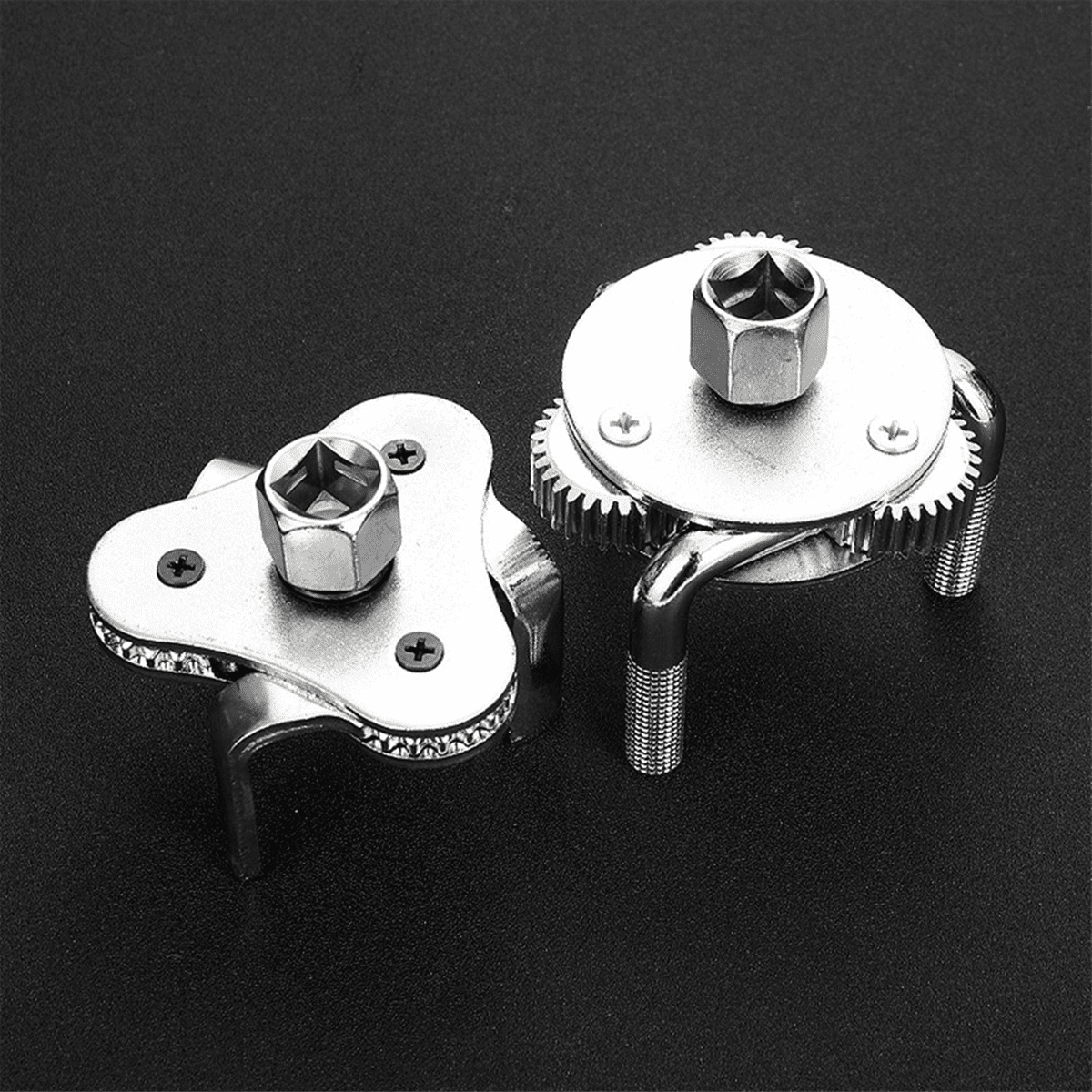 2 Adjustable Three-Jaw Oil Filter Wrench Tools for Removing Motorcycle, Car, Truck and Heavy Duty Oil Filters