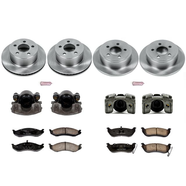 PowerStop Front and Rear Stock Replacement Brake Pad and Rotor Kit with Calipers Fits: JEEP Select Models KCOE2154