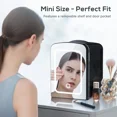 thumbnail image 2 of Auseo Mini Personal Fridge Cooler, LED Lighted Mirror, 4L Capacity Portable, Makeup and Skincare - AC/DC Refrigerator, Car, Office Desk & Dorm - Chills 6 Cans, Black, 2 of 8