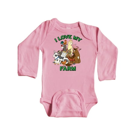 

Inktastic I Love My Farm with Happy Farm Animals Gift Baby Boy or Baby Girl Long Sleeve Bodysuit
