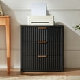 thumbnail image 5 of LELELINKY Fluted Nightstand with Charging Station, Mid Century Bedside Tables with 3 Drawers, Small End Tables for Living Room, Black, 5 of 9