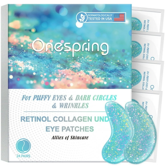 Máscaras para ojos Onespring, almohadillas de gel con retinol y colágeno, 24 pares