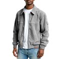 thumbnail image 3 of Men's Vintage Corduroy Fashionable Casual Long-Sleeve Pocket Jacket, Gray, Size XXL, 3 of 4