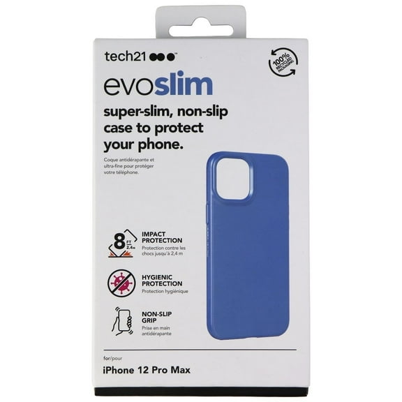 Tech21 Evo Slim Series Flexible Gel Case for iPhone 12 Pro Max - Blue