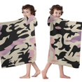 thumbnail image 4 of Pink Purple Camo Gradient Pattern Hooded Bath Towel，60"x35" for Ages 3 To 12 Kids, Quick Dry Lightweight Soft Microfiber Hood Beach Towel Cover Up for Kids, 4 of 7
