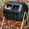thumbnail image 3 of FCMP Outdoor 37 Gallon Dual Chamber Tumbling Composter Bin w/Wheels, Black, 3 of 9
