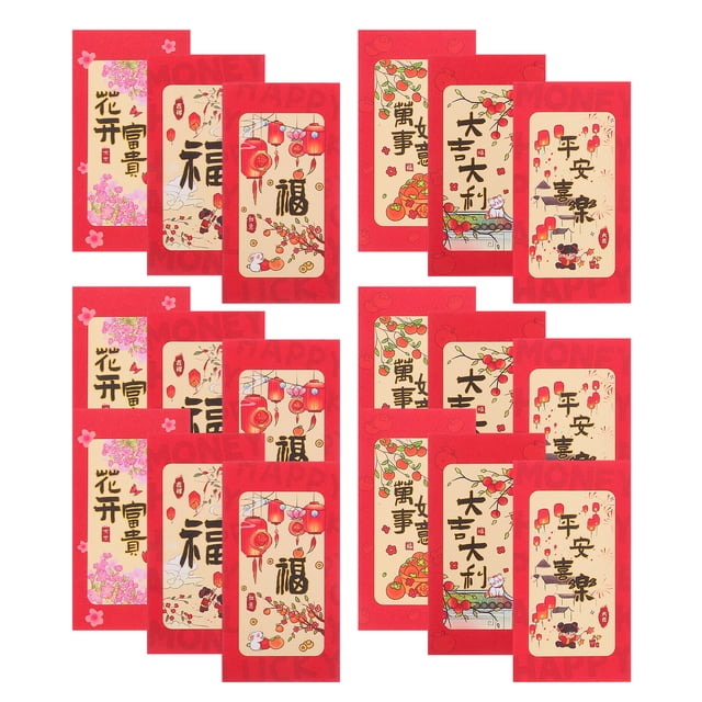 CIMAXIC Wedding 18pcs Red Envelopes Chinese New Year 2025 Spring Festival 3D Cartoon Red Packet Lucky Money Pockets For Wedding Birthday And Lunar New Year Celebrations,6.69"X3.54"X0.04"