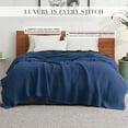 thumbnail image 3 of Top Cotton Queen Waffle Throw Blanket for Couch (90" x 92"), 100% Cotton Throw Blankets for Bed, Waffle Queen Blanket for Bed (Navy), 3 of 8