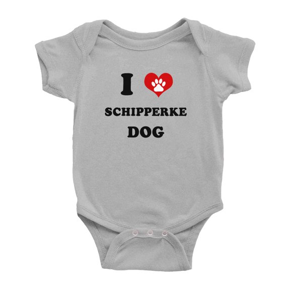 I Heart Schipperke Dog Funny Cute Baby Jumpsuits Newborn Clothes (Gray, 12-18 Months)