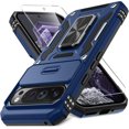 thumbnail image 1 of KOMI Case for Google Pixel 9/9 Pro with Slide Camera Cover+Screen Protector(1 Pack), Rotated Ring Kickstand Military Grade Shockproof Protective Cover-Navy Blue, 1 of 5