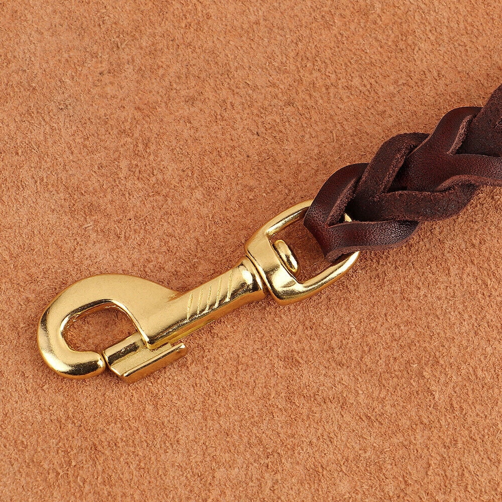 Didog 5ft Long Genuine Leather Dog Leash Fashion Braided Training Walking Leashes Heavy Duty for Large Breeds