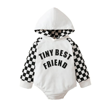 

Tiny Cutey Newborn Baby Girl Boy Hoodie Romper Toddler Plaid Long Sleeve Sweatshirt Fall Clothes Outfit 12-18M