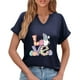 thumbnail image 5 of Corto para las Mujeres Casual Verano 2025 Pascua Impresión V-Cuello Camiseta, Ligero 95% Poliéster 5% Spandex Top para Toda la Temporada Hogar Y Diario, 5 of 7