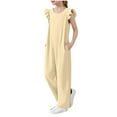 thumbnail image 2 of Delliss Girls Jumpsuits Ruffle Sleeveless Strap Casual Loose Overalls One Piece Wide Leg Pants Rompers 5-15 Years, 2 of 8