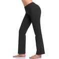 thumbnail image 1 of HISKYWIN Inner Pocket Yoga Pants 4 Way Stretch Tummy Control Workout Running Pants, Long Bootleg Flare Pants HF2-Black-XL, 1 of 4
