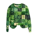 thumbnail image 2 of LEKWK Womens Graphic T Shirts Green White Vertical Striped Round Neck Long Sleeve St Patricks Day Shirt Clover Print Spring Holiday Tee, 2 of 5