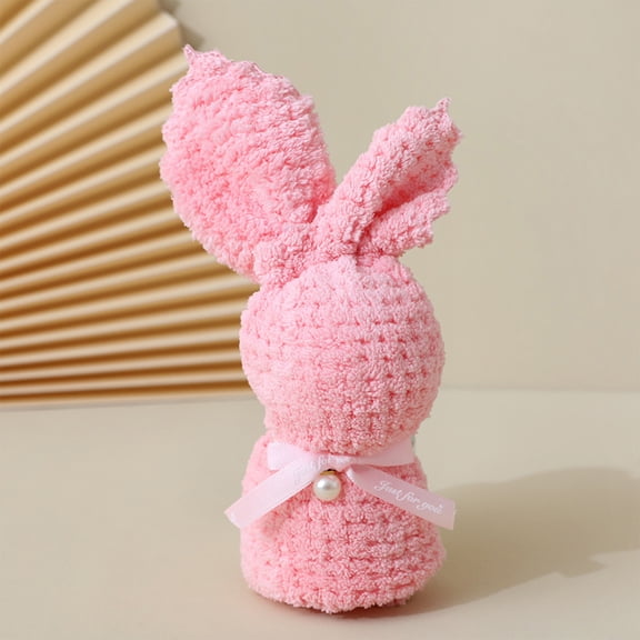 Mothers Day Gifts Cute Bunny Pattern Square Hand Towel Soft Absorbent Fiber Shower Washcloth for Bathroom Kitchen Home Decor Reusable Quick-Dry Easter Birthday Gift Bath Accessory, B