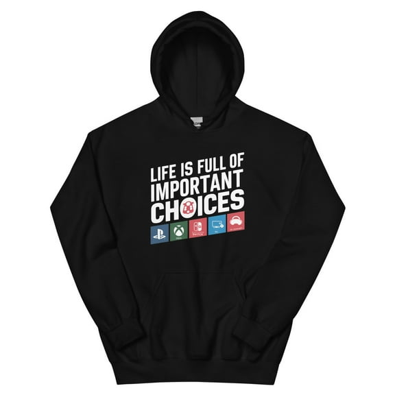 Important Choices Gaming Unisex Hoodie (Black, S)