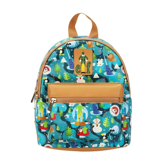 Elf Illustrated North Pole Pattern 11.5" Mini Backpack