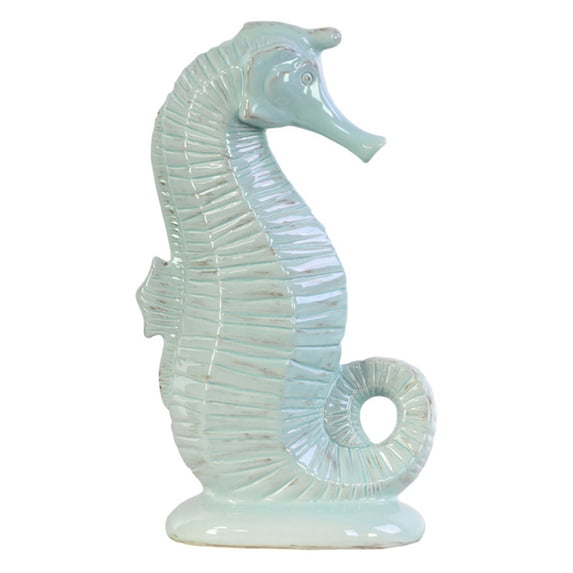 UTC73207 Ceramic Seahorse Figurine on Base LG Gloss Finish Blue