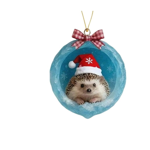 Adorno de cueva de cristal de hielo | Decoración de animales del bosque invernal | Adorno de árbol de Navidad acrílico 2D con detalles de copos de nieve para decoración navideña | Juego de 1