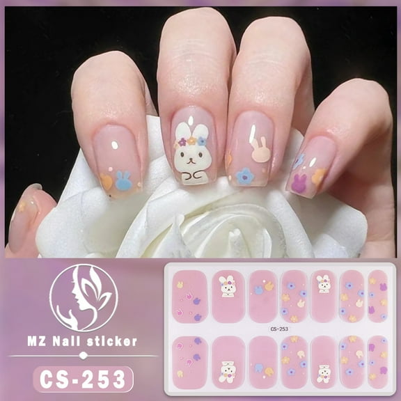 New Year of the Rabbit free baking gel nail sticker, waterproof and durable 3D nail sticker patches (2 sets)