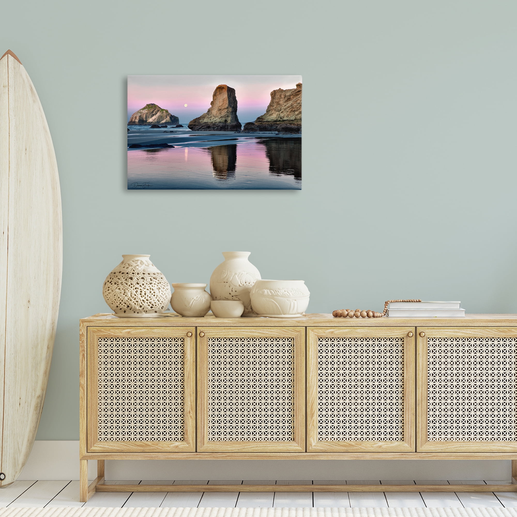 Stupell Industries Moonlit Beach Cliffs Landscape Photography Gallery Wrapped Canvas Art Print Wall Art, 30 x 20