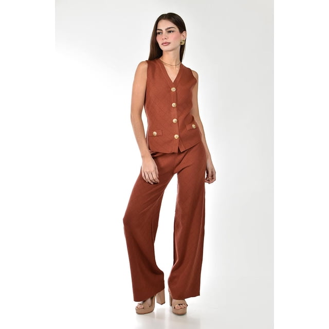 Set de pantalon y chaleco de punto Roman Fashion /Juvenil 50167 (Chedron) cafe CH