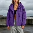 thumbnail image 5 of Women's Loose Fit Hooded Full Zip Water Resistant Outdoor Parka Jacket Coat With Pockets Casual Work Streetwear | CSEONE,Purple S, 5 of 8