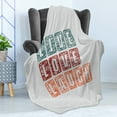 thumbnail image 4 of Live Laugh Love Soft Flannel Fleece Blanket, Calligraphy Words Expressing Happiness Abstract Vintage Composition, Cozy Plush for Indoor and Outdoor Use, 50" x 70", Teal Ruby Orange, by Ambesonne, 4 of 5