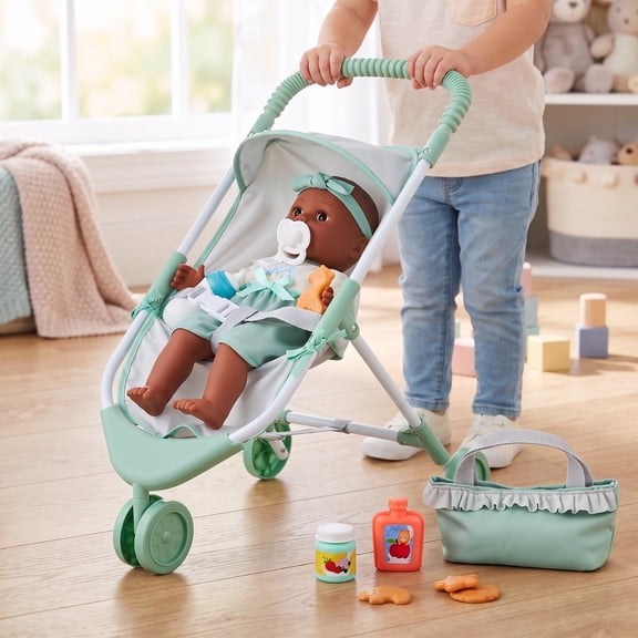 My Sweet Love Doll and Stroller Set, Mint, 12 Pieces