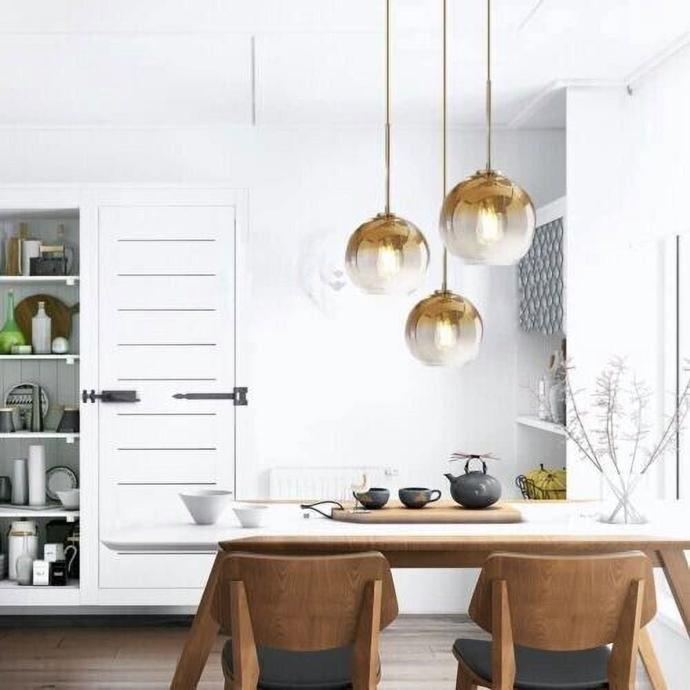 KPIBEST Modern Globe Pendant Light Fixtures 3-Light Vintage Industrial Hanging Ceiling Chandelier Ball Lamp for Kitchen Island Dining Room Bedroom Hallway Bar Cafe