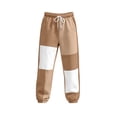 thumbnail image 5 of Nmnitkp Women's Color Block Joggers Sweatpants with Pockets Drawstring Elastic Waist Loose Fleece Winter Athletic Pants for Workout Lounge Casual Daily Wear Khaki,L, 5 of 7