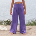 thumbnail image 7 of Lenpel Girls' Wide Leg Pants Elastic High Waisted Pleated Baggy Casual Trousers Loose Beach Pants with Pockets, 7 of 7