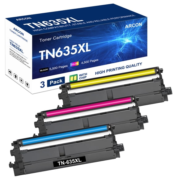 TN635XL TN-635XL High Yield Toner Cartridge Compatible for Brother TN 635XL TN635XL for Brother HL-L8430CDW MFC-L8730CDW HL-L8430CDWT HL-L8570CDW MFC-L8930CDW(Cyan, Magenta, Yellow 3pack)