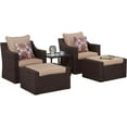 thumbnail image 3 of CozyHom Outdoor Patio Chairs Set Of 2 And Ottoman Rattan Conversation Sectional Sofa Sets, PE Wicker Rattan Patio Furniture Set, Patio Benches Coffee Table With Cushions, Khaki, 3 of 10