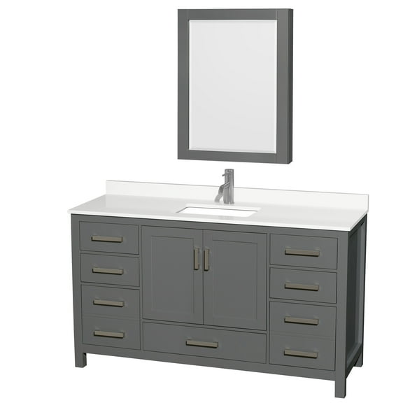 Wyndham Collection WCS141460SKGWQUNSMED Sheffield 60" Free Standing Single Basin Vanity