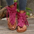 thumbnail image 2 of Miluxas Women's Tassel Gladiator Flip Flops Sandals,Summer Retro Bohemian T-Strap Roman Open-Toe Sandals Casual Beach Flat Clip Toe Ankle Boots Hot Pink 9.5(43), 2 of 9