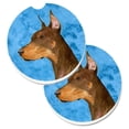 thumbnail image 1 of Blue Doberman Ensemble de 2 sous-Verres pour Voiture, 1 of 1