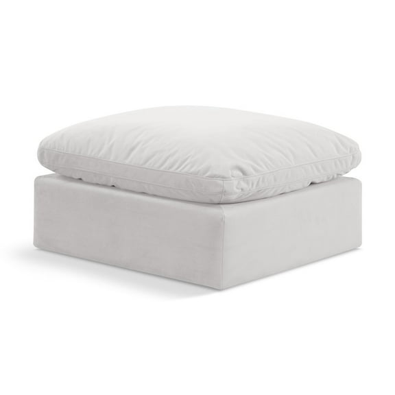 Meridian Furniture Indulge Contemporary Velvet Ottoman in Cream