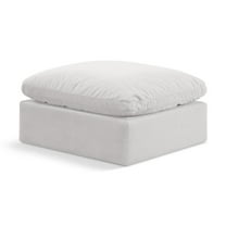 Meridian Furniture Indulge Contemporary Velvet Ottoman in Cream
