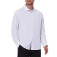 thumbnail image 3 of Men's Formal Shirts Plaid Collar Long Sleeve Button Down Dress Shirt M White, 3 of 5