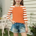 thumbnail image 5 of NAISIBABY Girls Long Sleeve Tops, Fashion Striped Casual Round Neck Pullover T-Shirt Orange 13T, 5 of 7