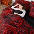 thumbnail image 4 of Castle Fairy Kids Teens Adults Valentine's Day Floral Rose Bedding Comforter Set 7pcs,Romantic Lover Couple Queen Bedding Sets Super Cozy,Abstract Geometric Stripes Queen Sheet Sets, 4 of 8