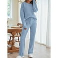 thumbnail image 5 of GZWYHT Sets for Women Lounge Sets for Women Womens Fuzzy Fleece Long Sleeve 2 Piece Loungewear Outfits Sweater Pants Pajama Sets Two Piece Sets for Women Womens Pajama Sets Blue L, 5 of 8