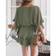 thumbnail image 4 of Summer Women's V Neck Beach Jumpsuit Ruffle Layered Drawstring Waist Shorts Jumpsuit, 4 of 4
