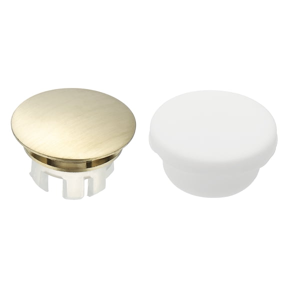 Uxcell 2Pcs Sink Overflow Ring, Universal Sink Overflow Drain Cover, Insert in Hole Double Layer Cap Round Caps for Bathroom Kitchen Basin Wash Basin, Brushed Gold/White
