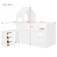thumbnail image 2 of Harper & Bright Designs Twin House Loft Bed with Roof and Roll-Out Desk Desk, Wooden Twin Loft Bed Frame with Drawers and Cabinets for Boys Girls, Space Saving Loft Bed, White, 2 of 20