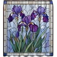 thumbnail image 4 of Stained Glass Purple Floral Shower Curtain Artistic Iris Flower Green Leaves Abstract Nature Plant Spring Botanical Modern Bath Curtains with Hook-60"W x 72"L (Pack of 1), 4 of 7