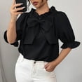 thumbnail image 7 of Women's Plus Size Top Off Shoulder Tie Front Layered Ruffle Long Sleeve Ruffle Flowy Chiffon Blouses Shirts Top Going Out Tops For Women, 7 of 7